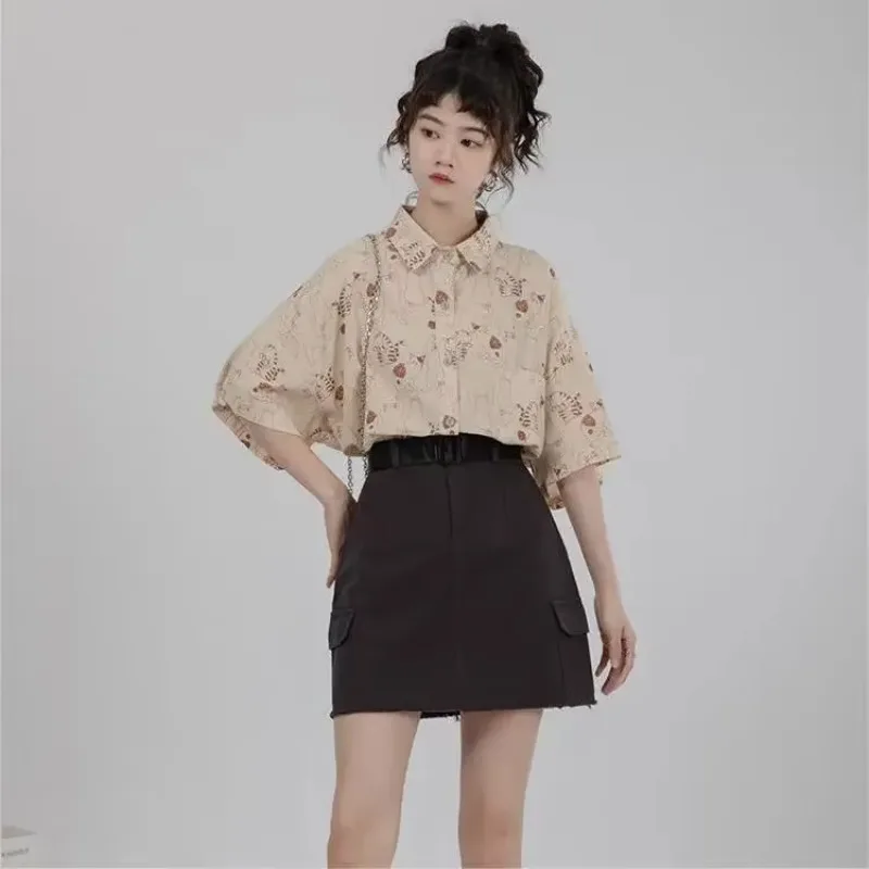 Korean Student Lifestyle - Shirts Dames Corduroy Overhemd met opgestikte