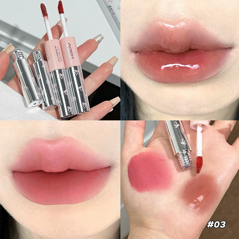Lip Tint Korean - QIBEST Dubbele Hoofd Matte Fluwelen Vloeibare