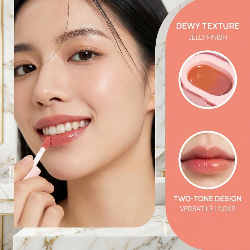 Twee-kleurige Jelly Lipgloss,  - Lip Tint Korean recensie en prijs